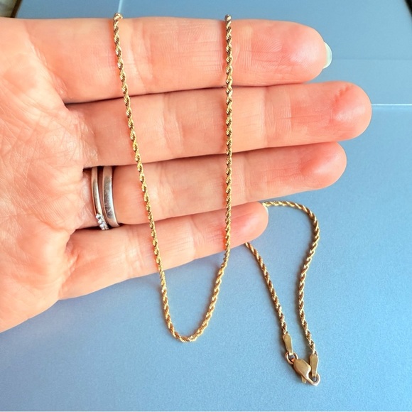 14K Yellow Gold Rope Chain Classic Necklace 19” Long,  LFS Signed - Picture 5 of 6